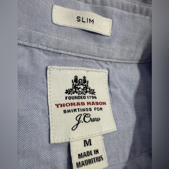 Jcrew Men’s Thomas Mason Blue Oxford Long Sleeve Shirt Size Medium - Picture 4 of 4